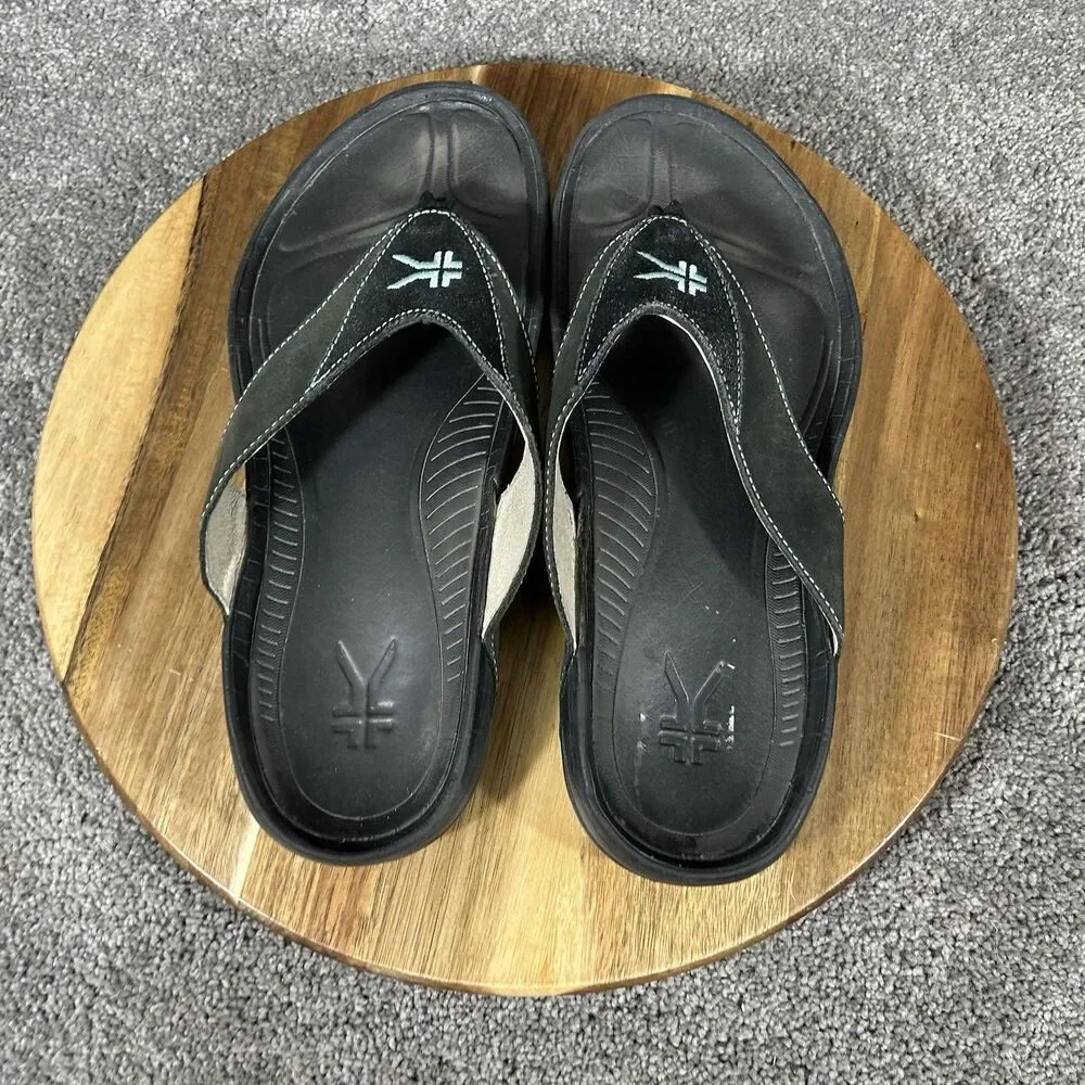 Kuru Kala Women’s Size 10 Black Leather Comfort Casual Sandals Flip Flops Used